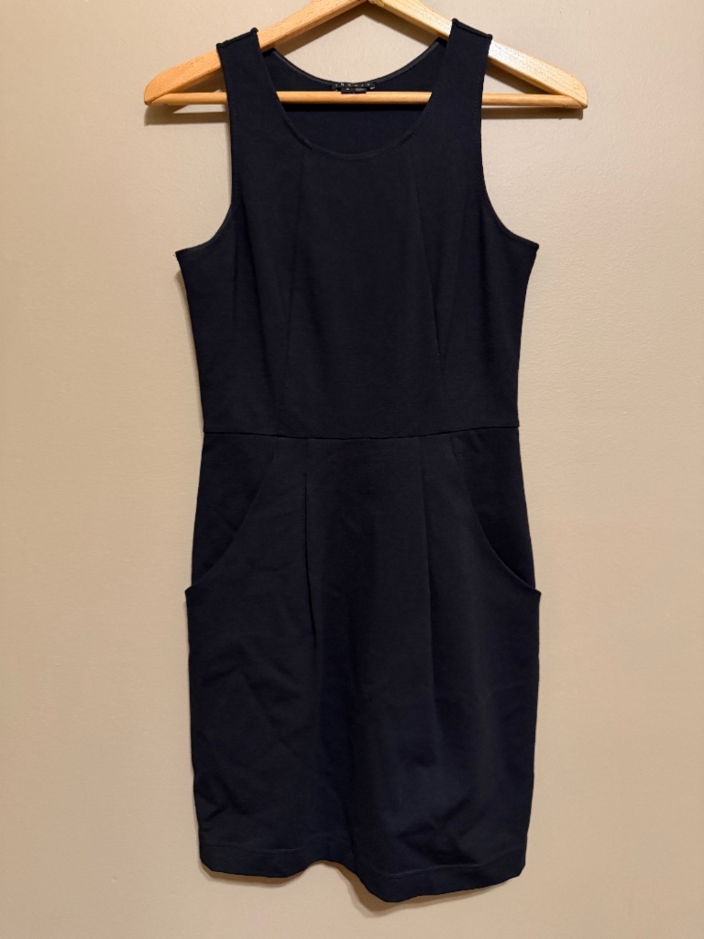 Theory Sleeveless Black Sheath Dress with Pockets